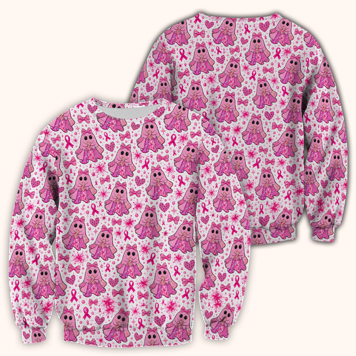 Breast Cancer Ribbon Ghost Princess Scrub Top, Comfortable Scrubs for Nurses