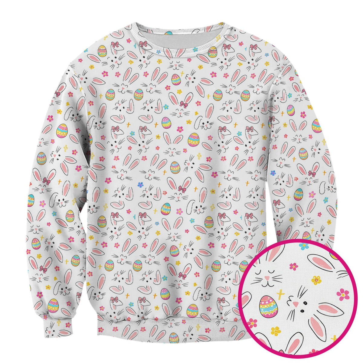 Bunny Faces Pastel Egg Nurse Scrub Top - Easter Gift