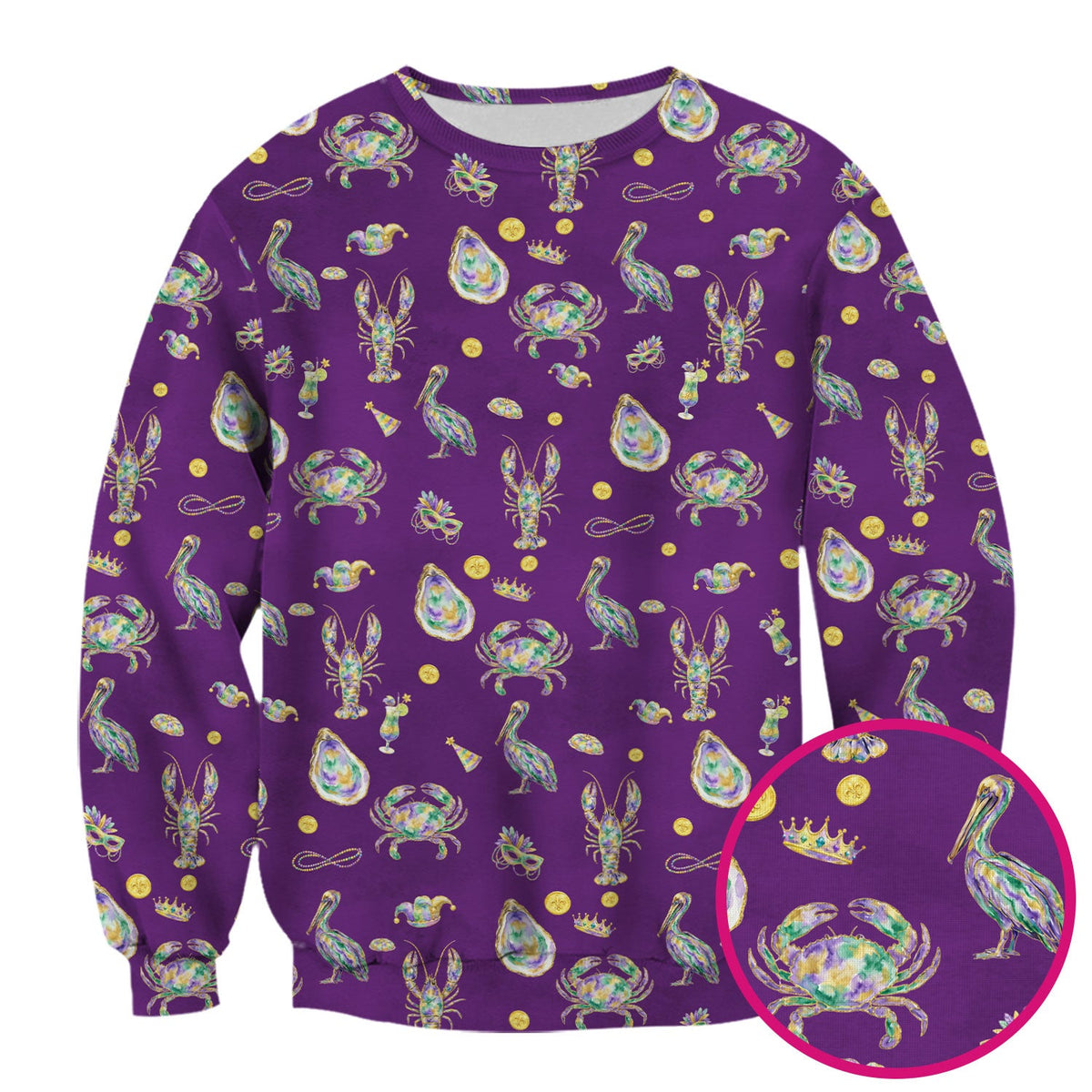 Mardi Gras Seafood Nurse Scrub Top