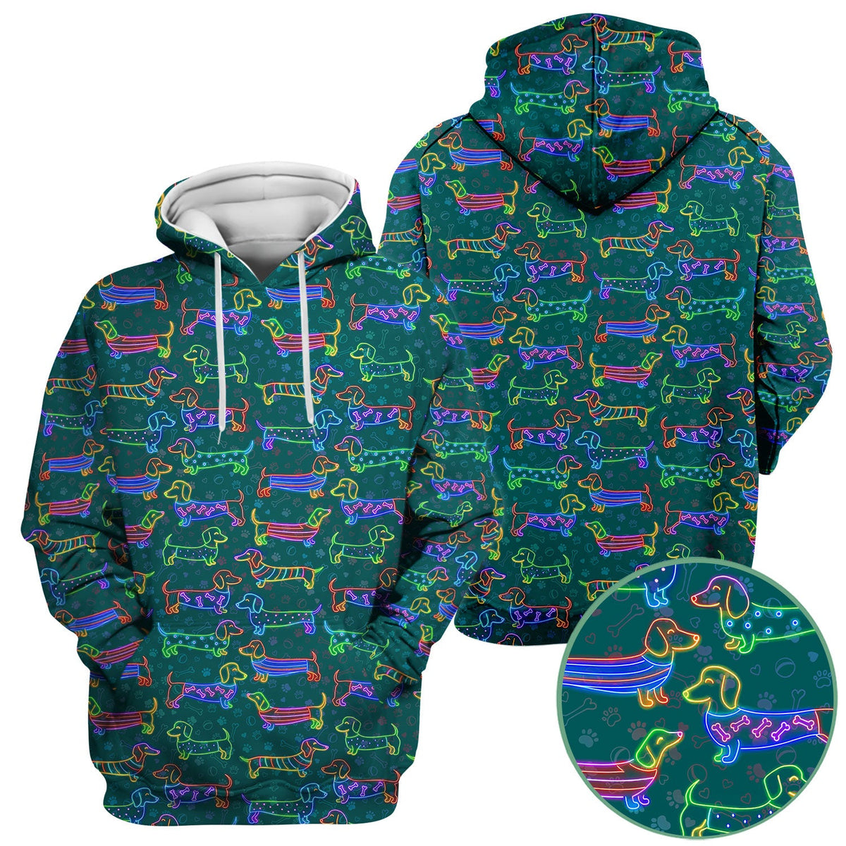 Neon Wiener Dog Nurse Scrub Top