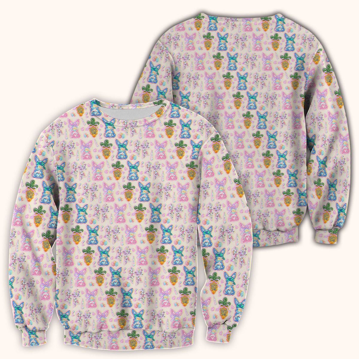 Bunny Carrot Bow Nurse Scrub Top - Easter Gift
