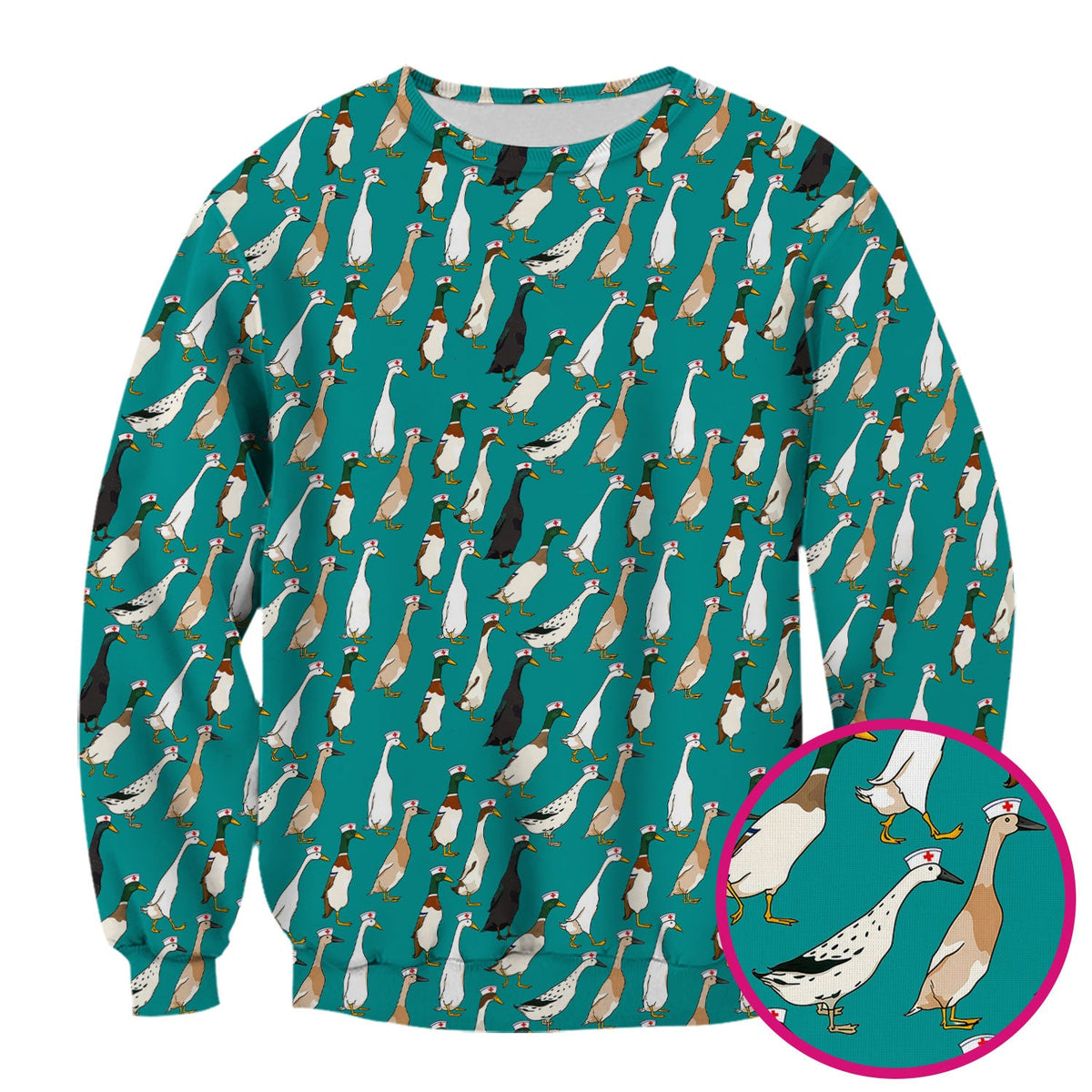Duck Pattern Nurse Scrub Top