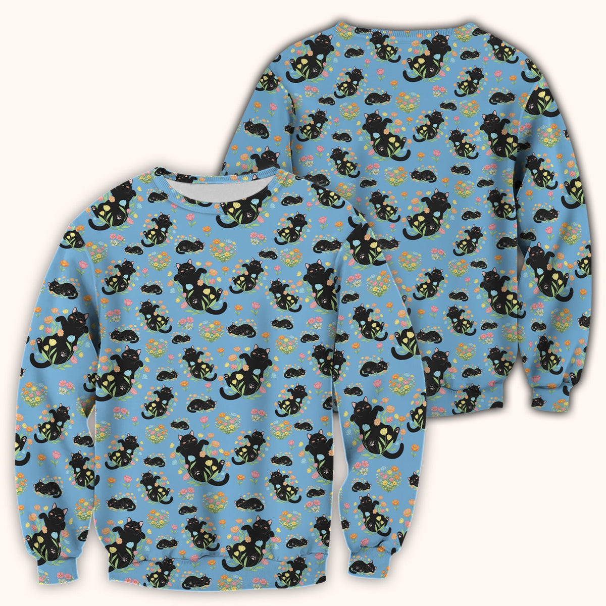 Cats Cute Poses Floral Nurse Scrub Top