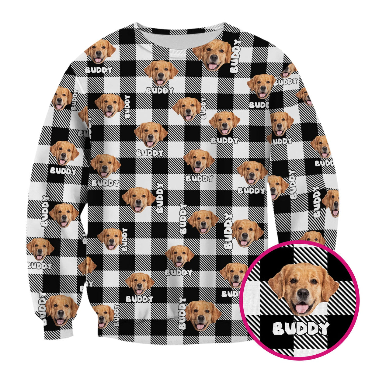 Custom Dog Face Scrub Top, Personalized Pet Photo Checkered Pattern Shirt, Custom Name Vet Tech Gift For Nursing
