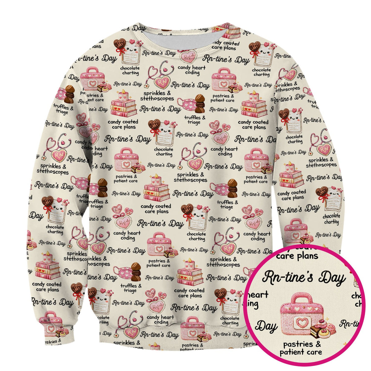 RN Sweets Valentine Stethoscope Nurse Scrub Top