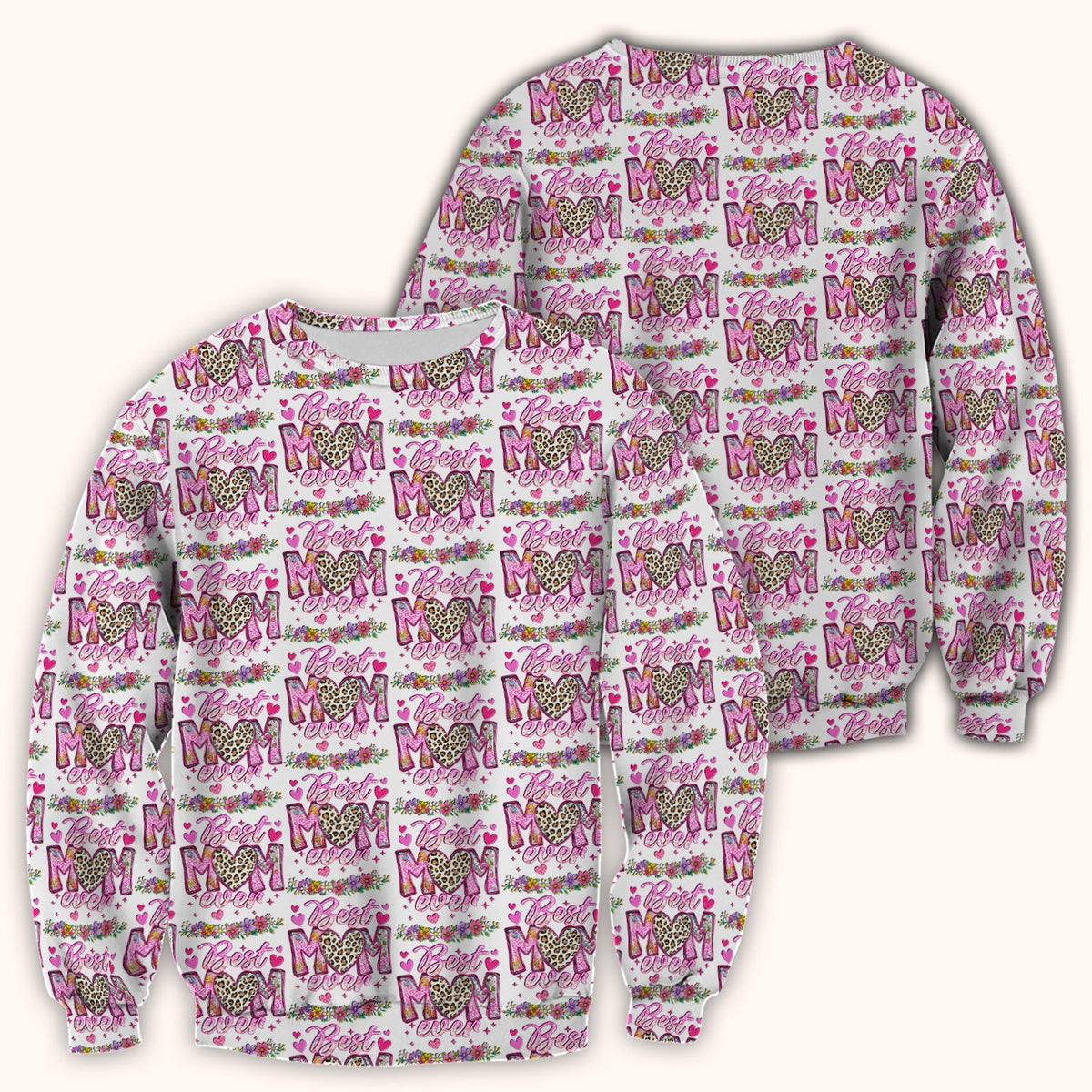 Best Mom Ever Leopard Heart Nurse Scrub Top