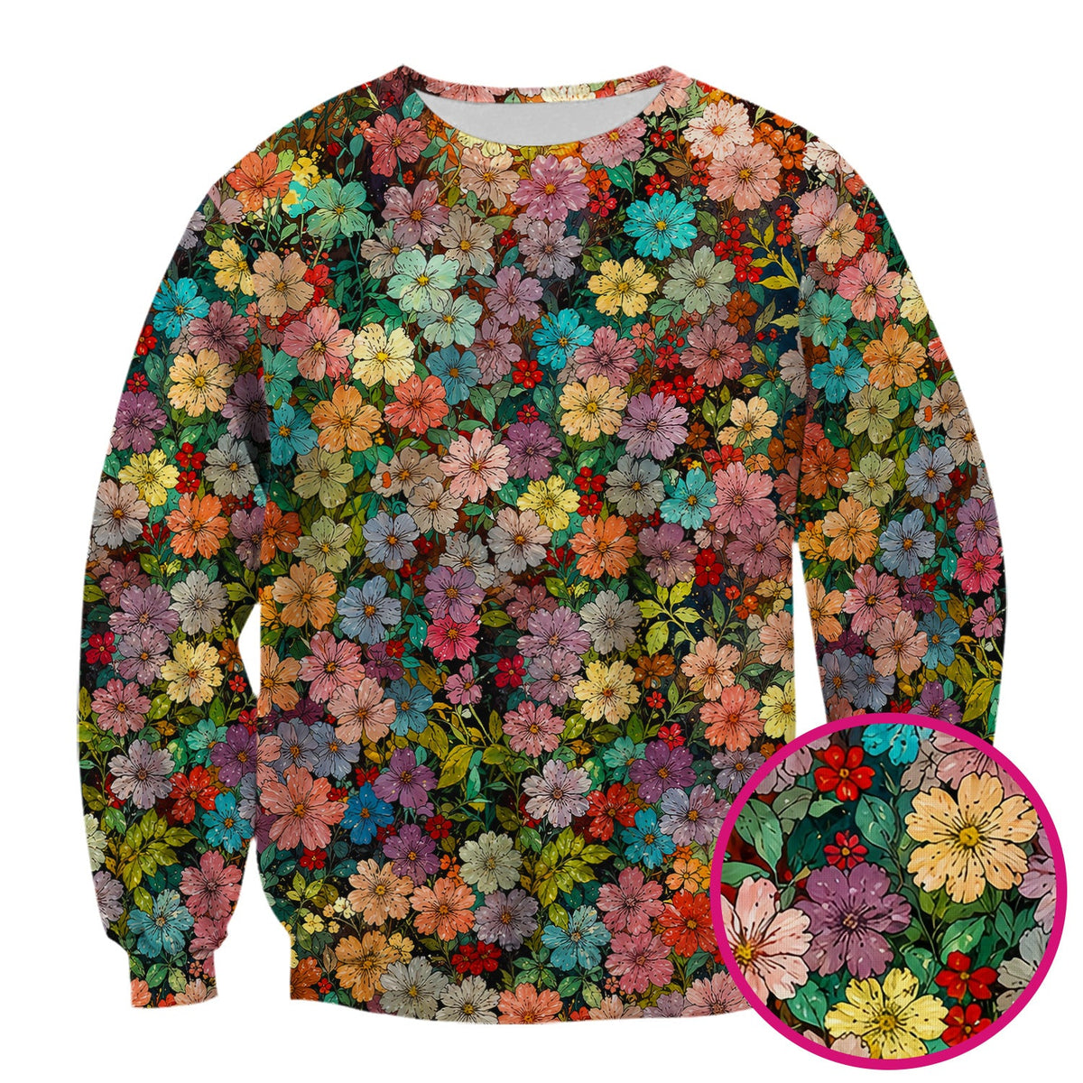 Colorful Wildflower Garden Bloom Pattern Nurse Scrub Top
