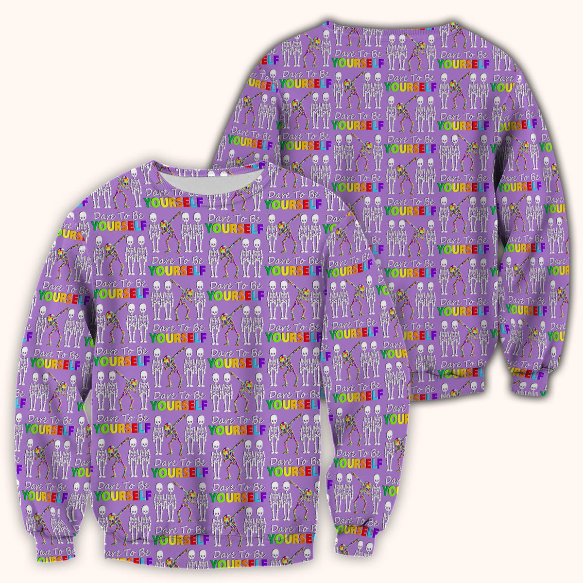 Rainbow Skeleton Dare To Be Yourself Nurse Scrub Top