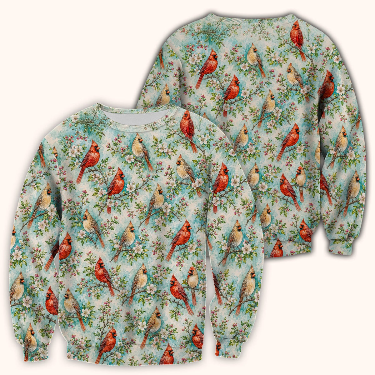 Cardinal Blossom Branch Nurse Scrub Top