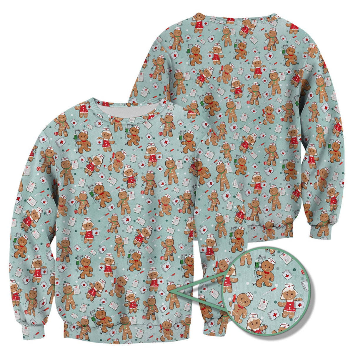 Gingerbread Man Scrub Top - Christmas Gift For Nurse