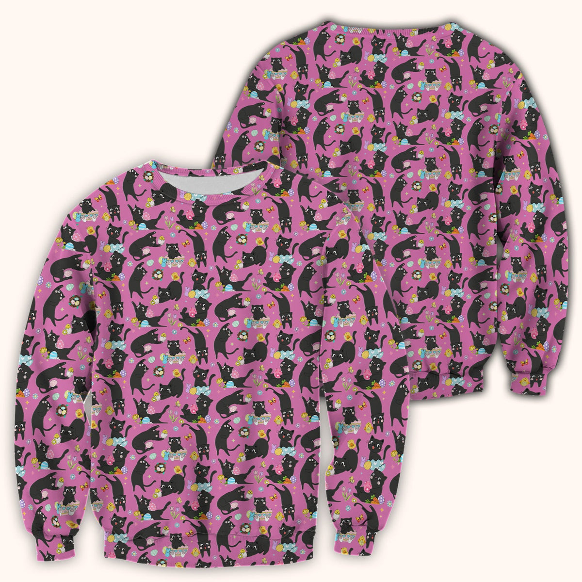 Black Cat Easter Egg Nurse Scrub Top