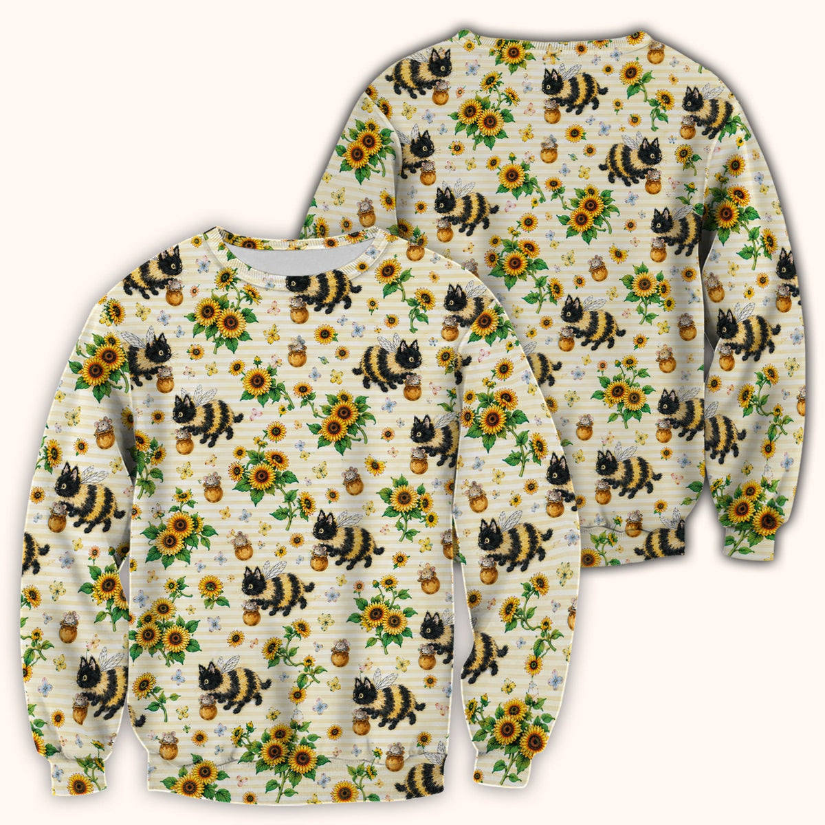 Bumblebee Cat Sunflower Nurse Scrub Top
