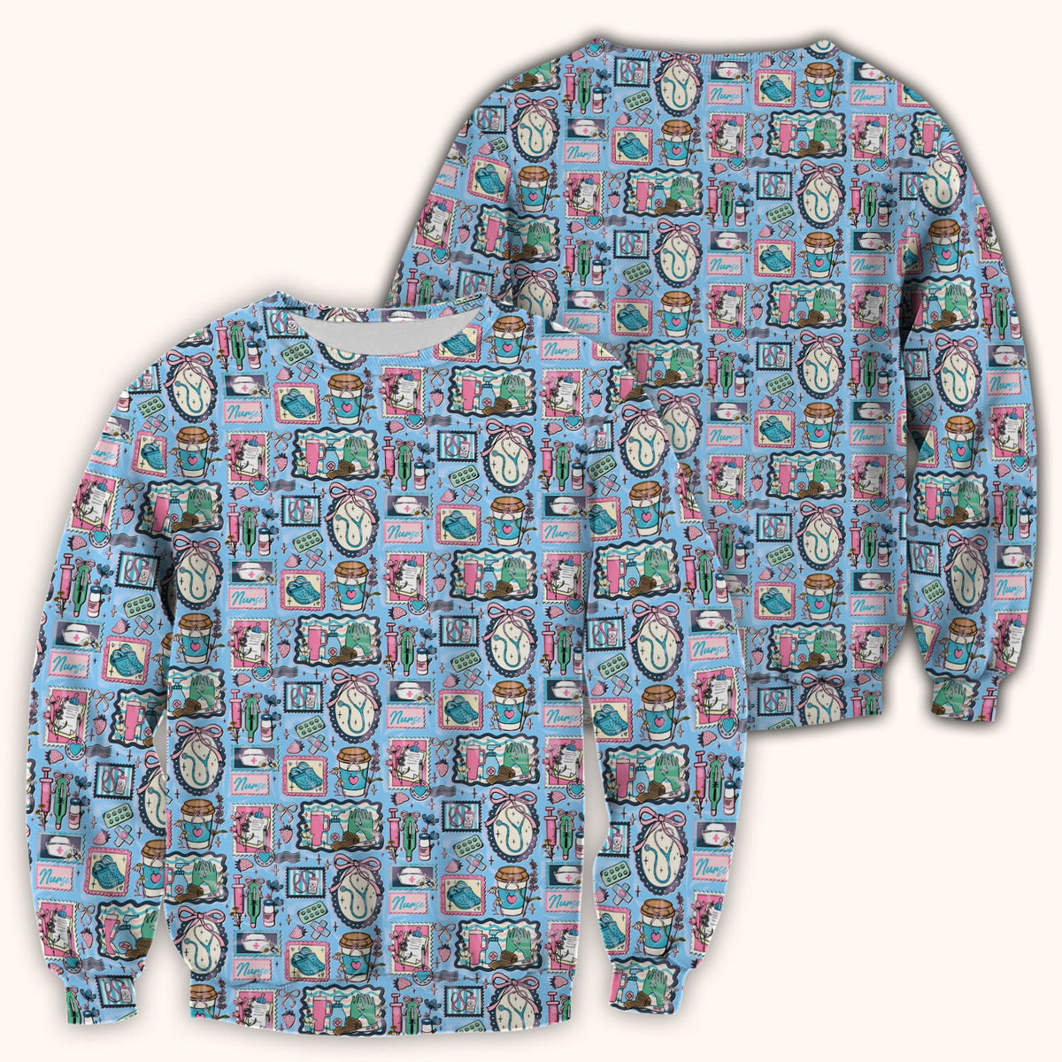Stethoscope Syringe Frame Nurse Scrub Top