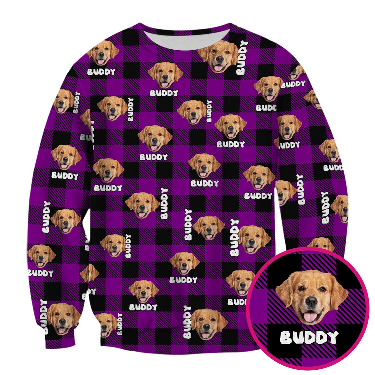 Custom Dog Face Scrub Top, Personalized Pet Photo Checkered Pattern Shirt, Custom Name Vet Tech Gift For Nursing