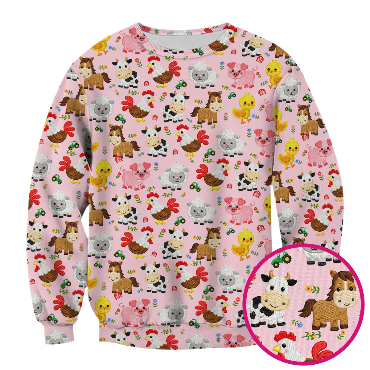Cartoon Farm Animal Nurse Scrub Top
