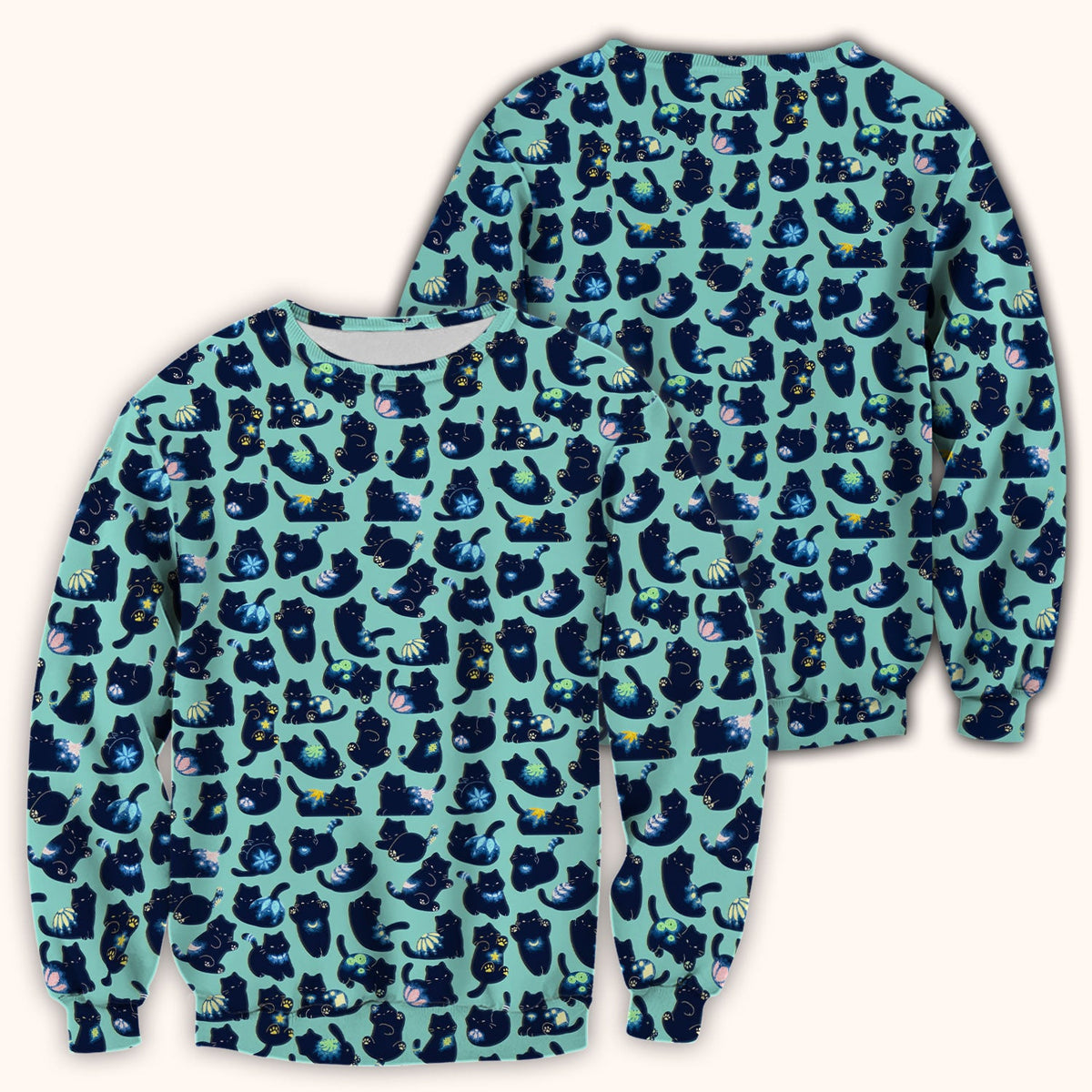 Midnight Black Cat Nurse Scrub Top