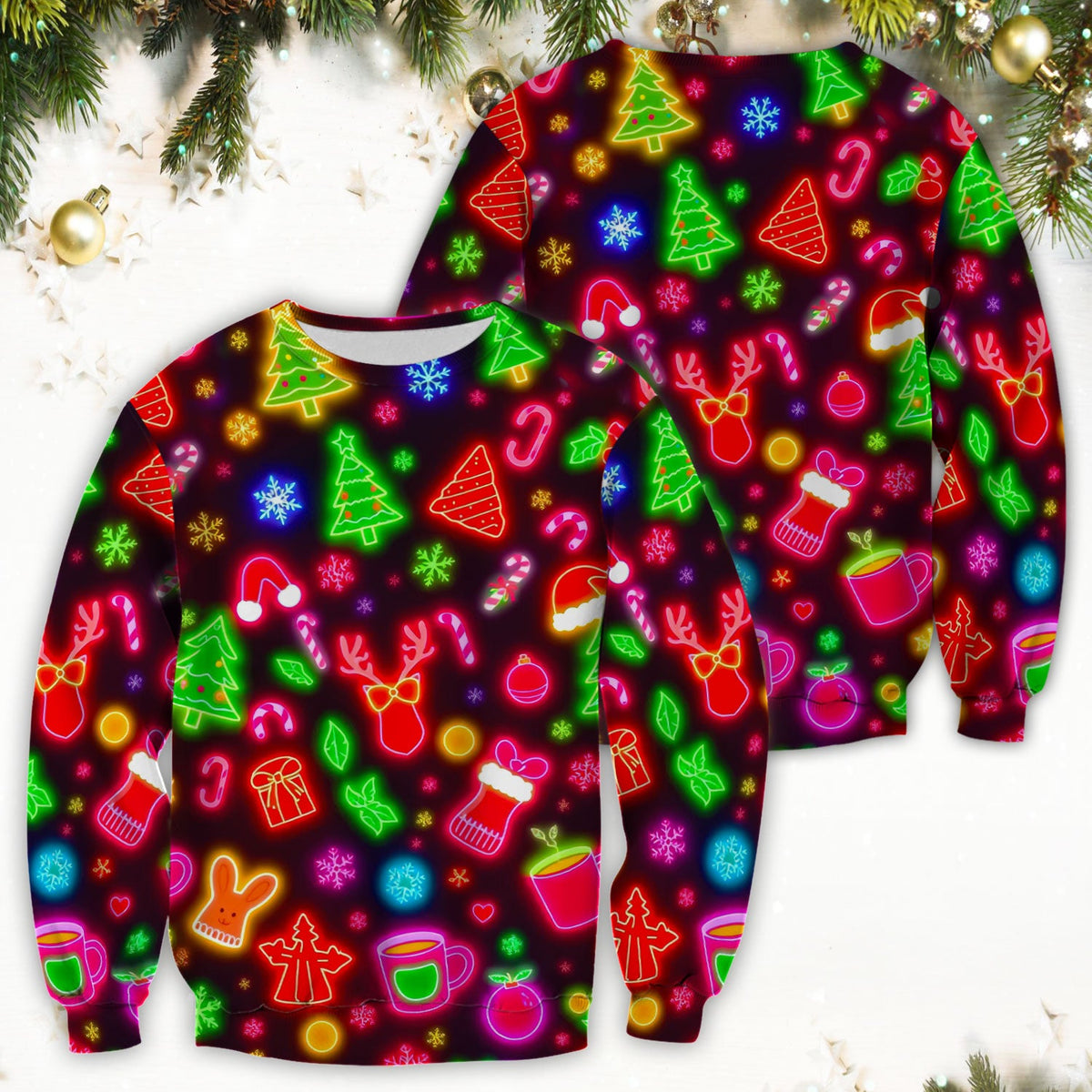 Neon Reindeer Nurse Scrub Top