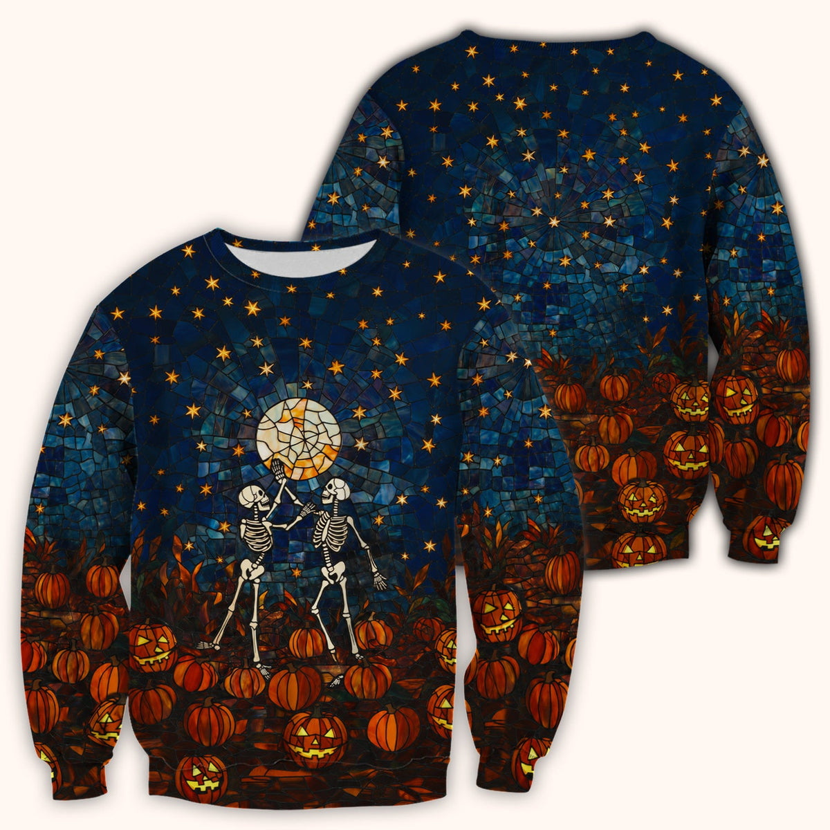 Skeleton Pumpkin Patch Nurse Scrub Top - Halloween Gift