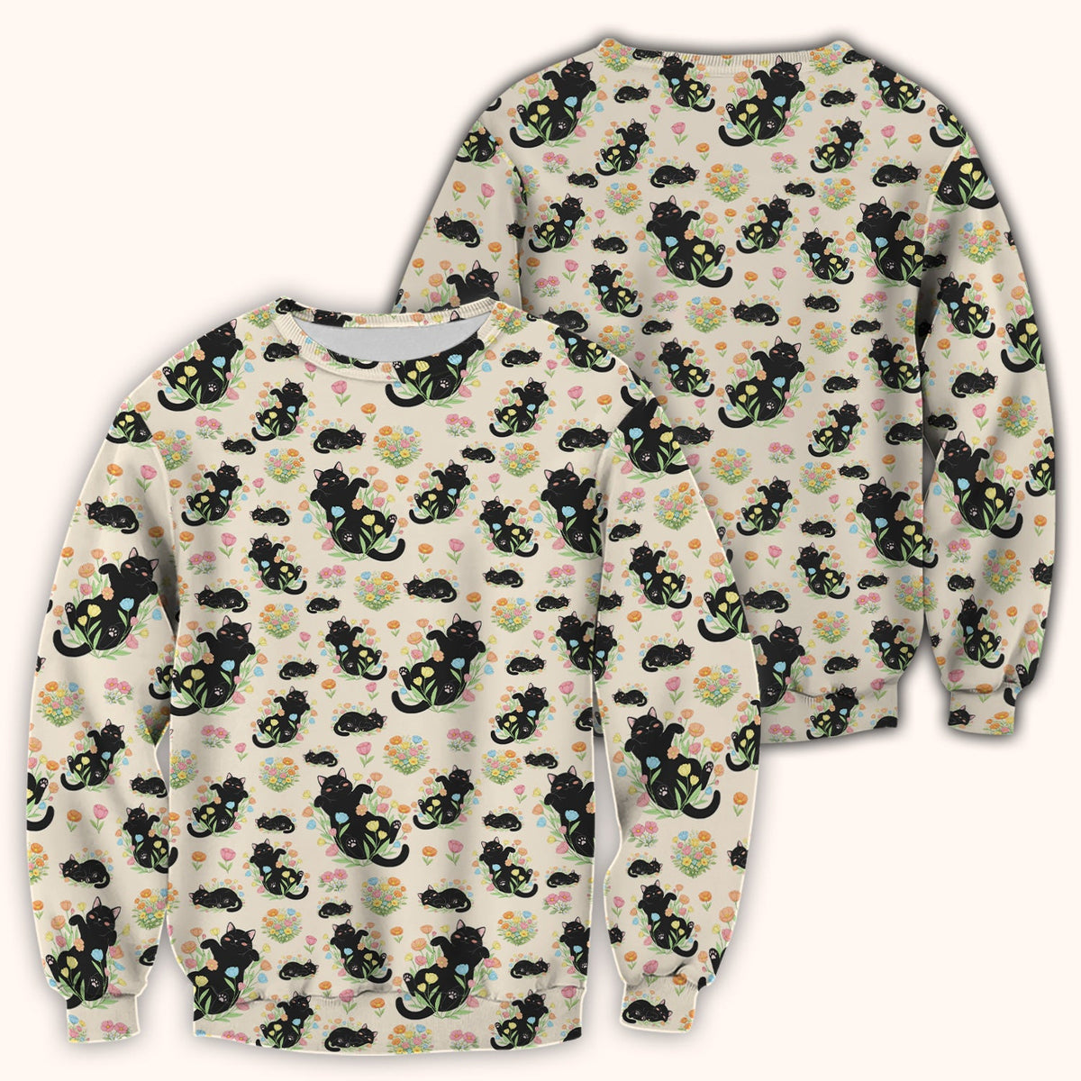 Cats Cute Poses Floral Nurse Scrub Top