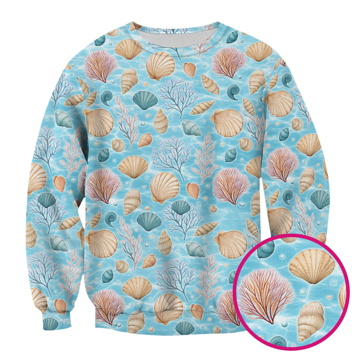 Coastal Seashell And Coral Reef Nurse Scrub Top