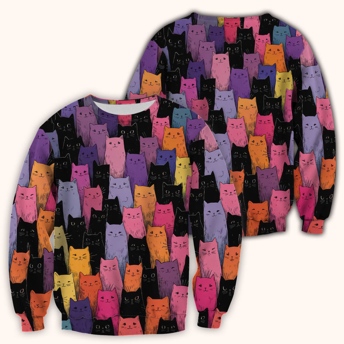 Colorful Cat Art Nurse Scrub Top