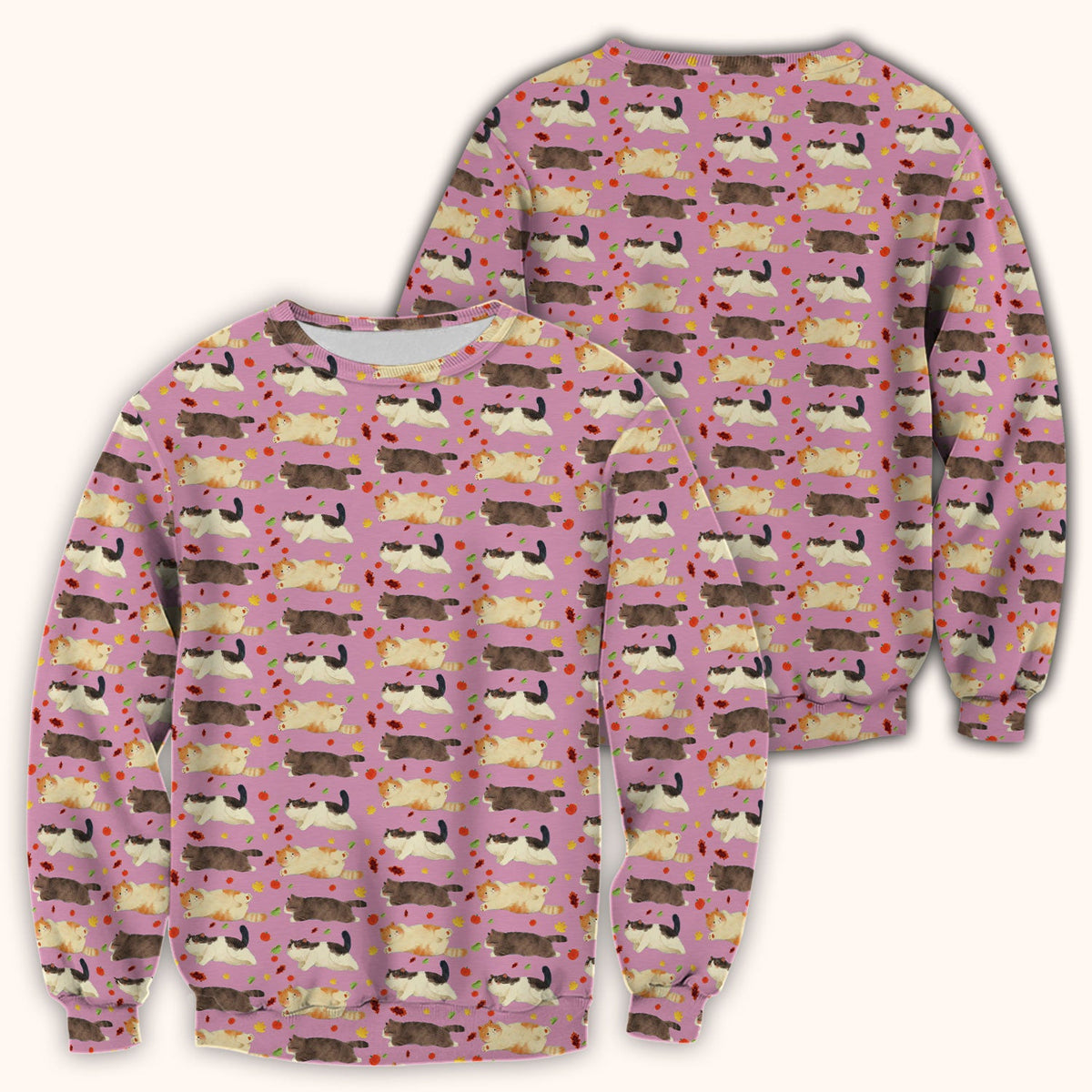 Chubby Cat Autumn Leaves Nurse Scrub Top