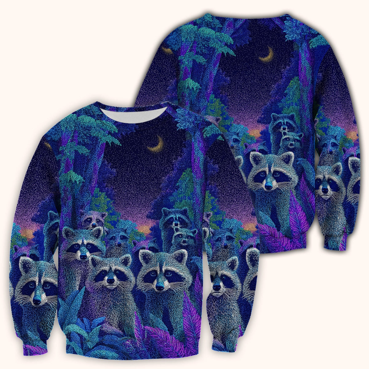 Moonlit Raccoon Nurse Scrub Top
