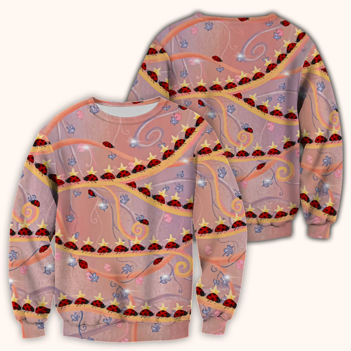 Ladybug Star Vine Swirl Nurse Scrub Top