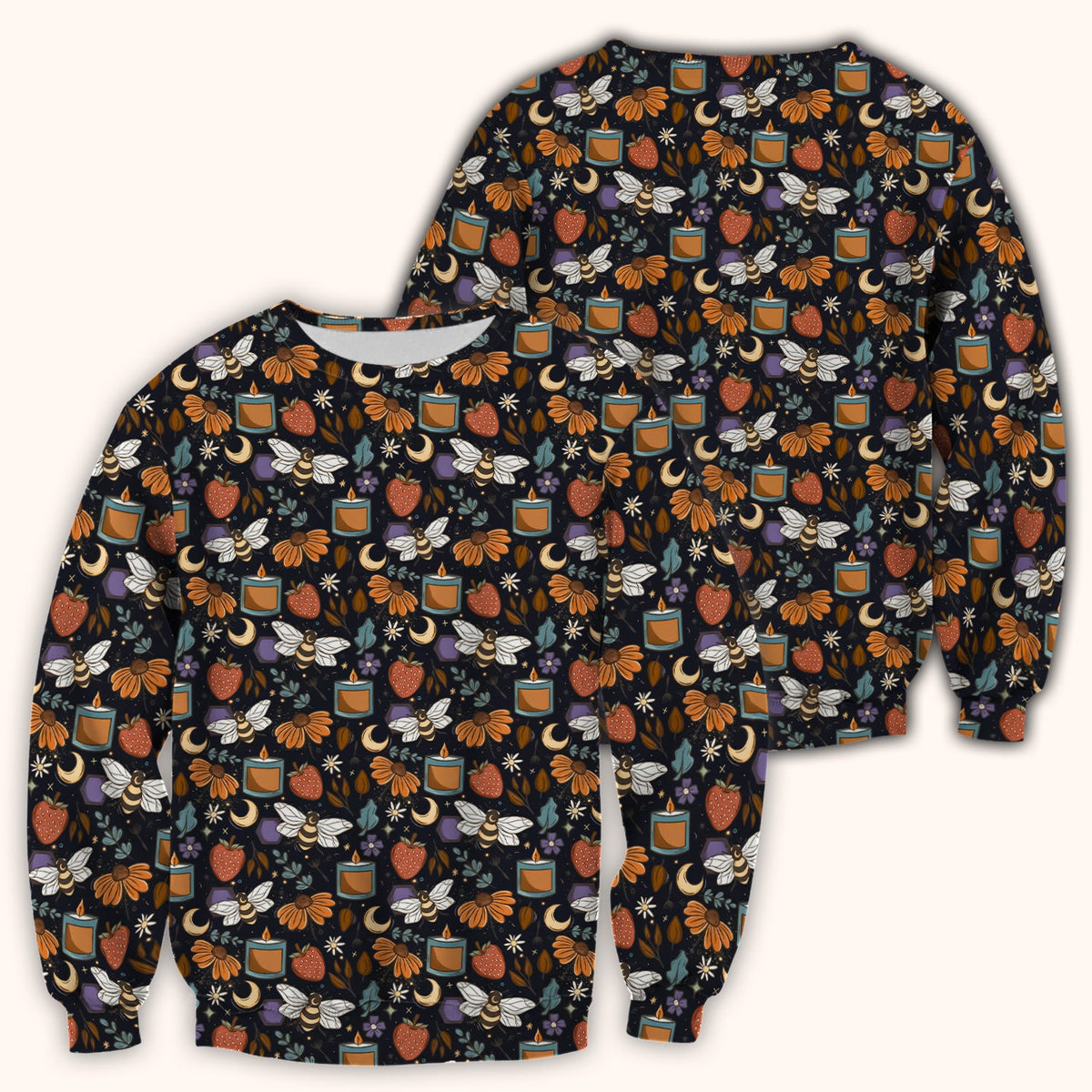 Bee Strawberry Floral Candle Nurse Scrub Top