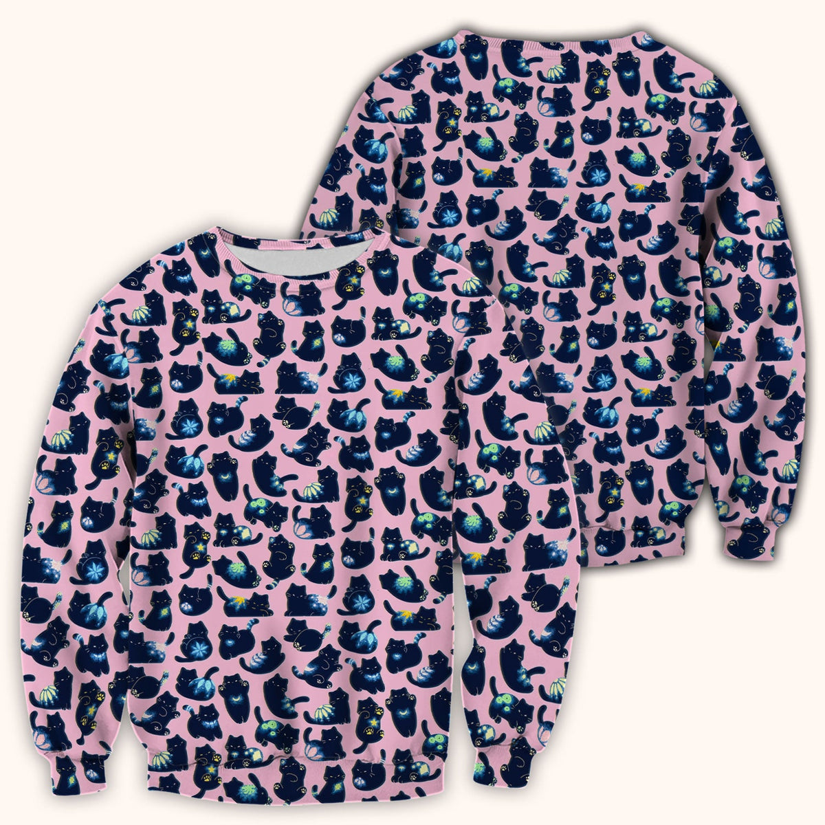 Midnight Black Cat Nurse Scrub Top