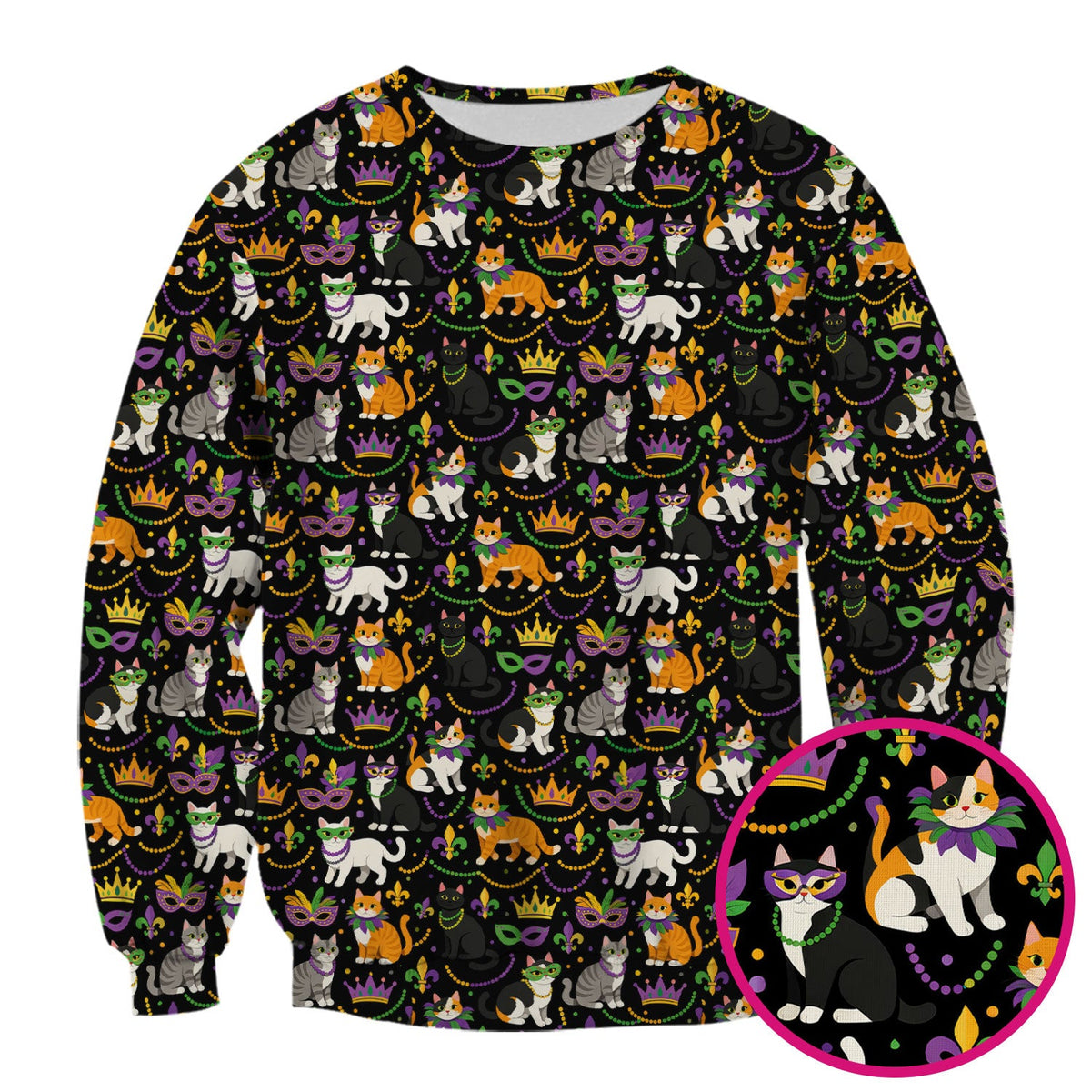 Cat Mardi Gras Nurse Scrub Top