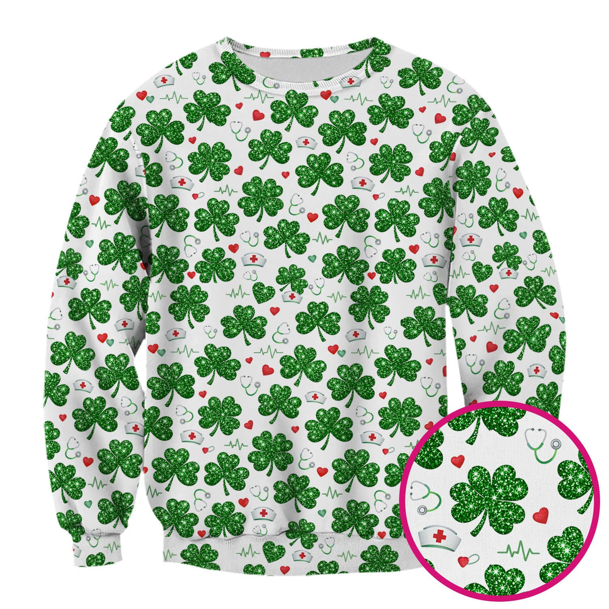 St Patrick Clover Nurse Scrub Top