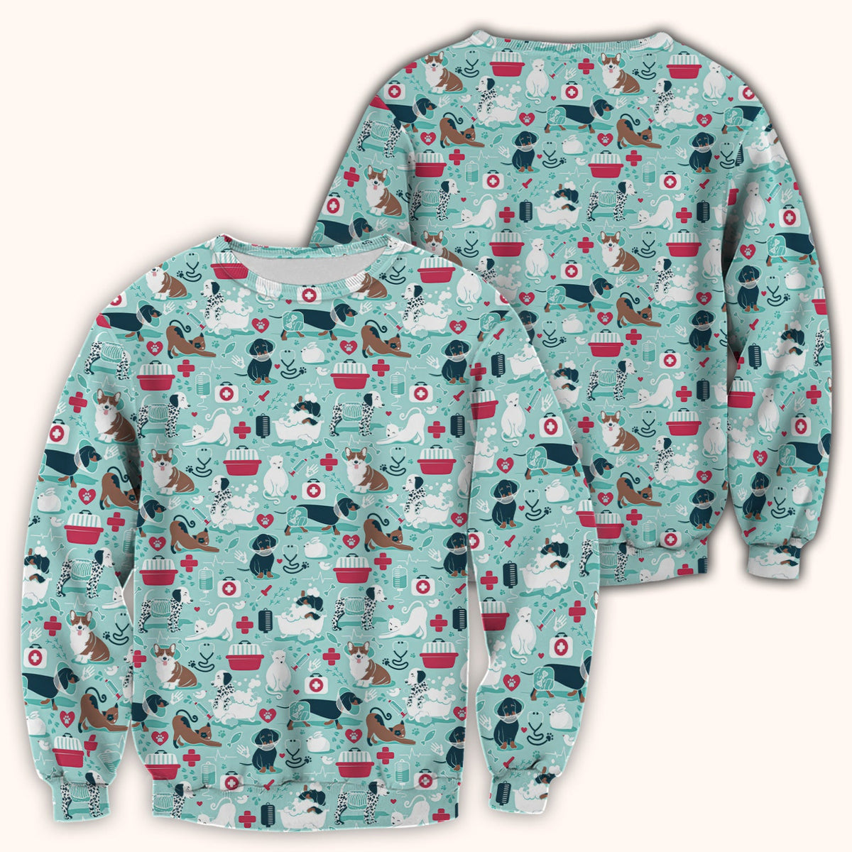 Dogs Veterinary Tools Nurse Scrub Top