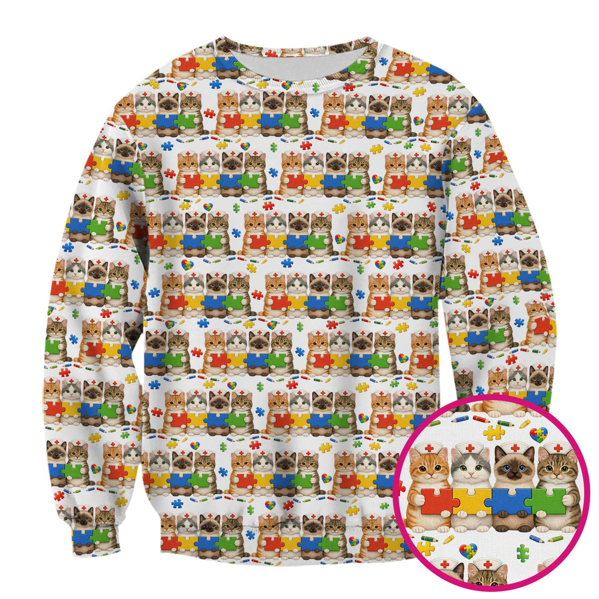 Autism Awareness Cat Nurse Scrub Top