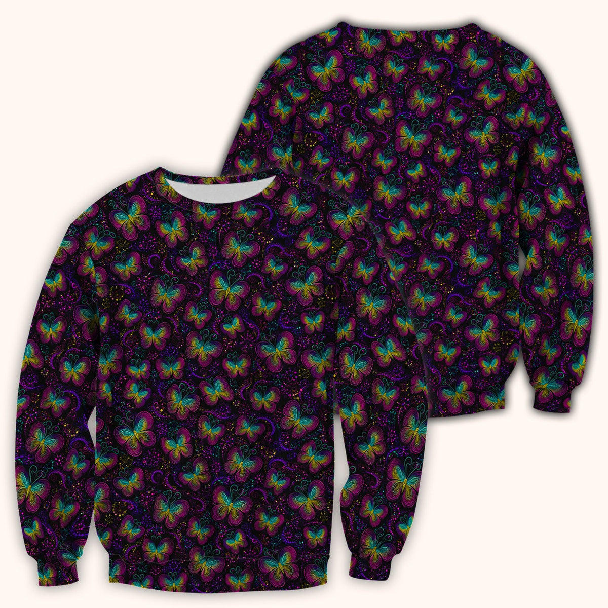 Neon Butterfly Swirl Nurse Scrub Top