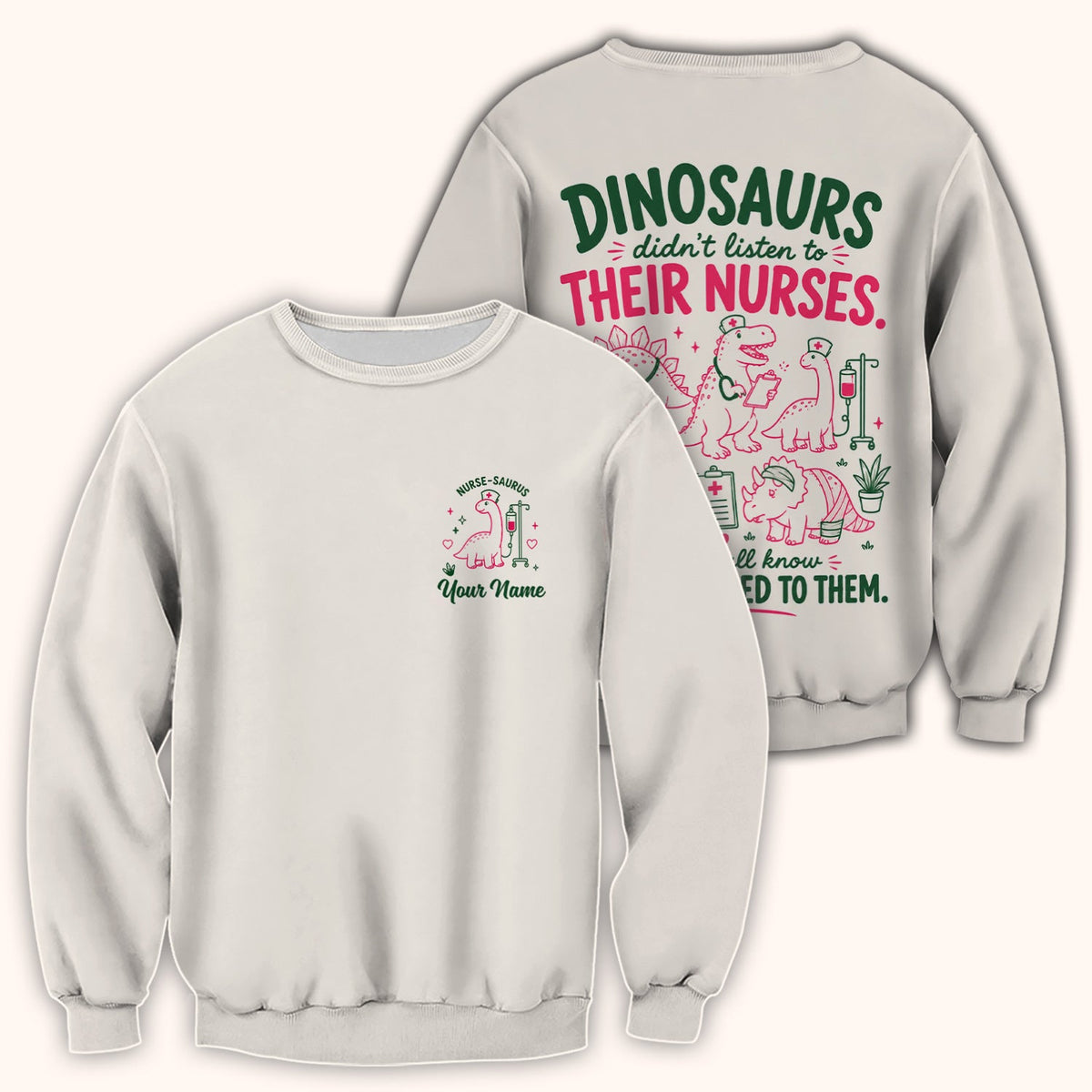 Personalized Dinosaur Nurse Scrub Top