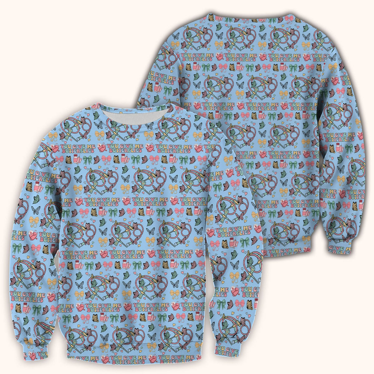Butterfly Heart Nurse Scrub Top - Valentines Day Gift