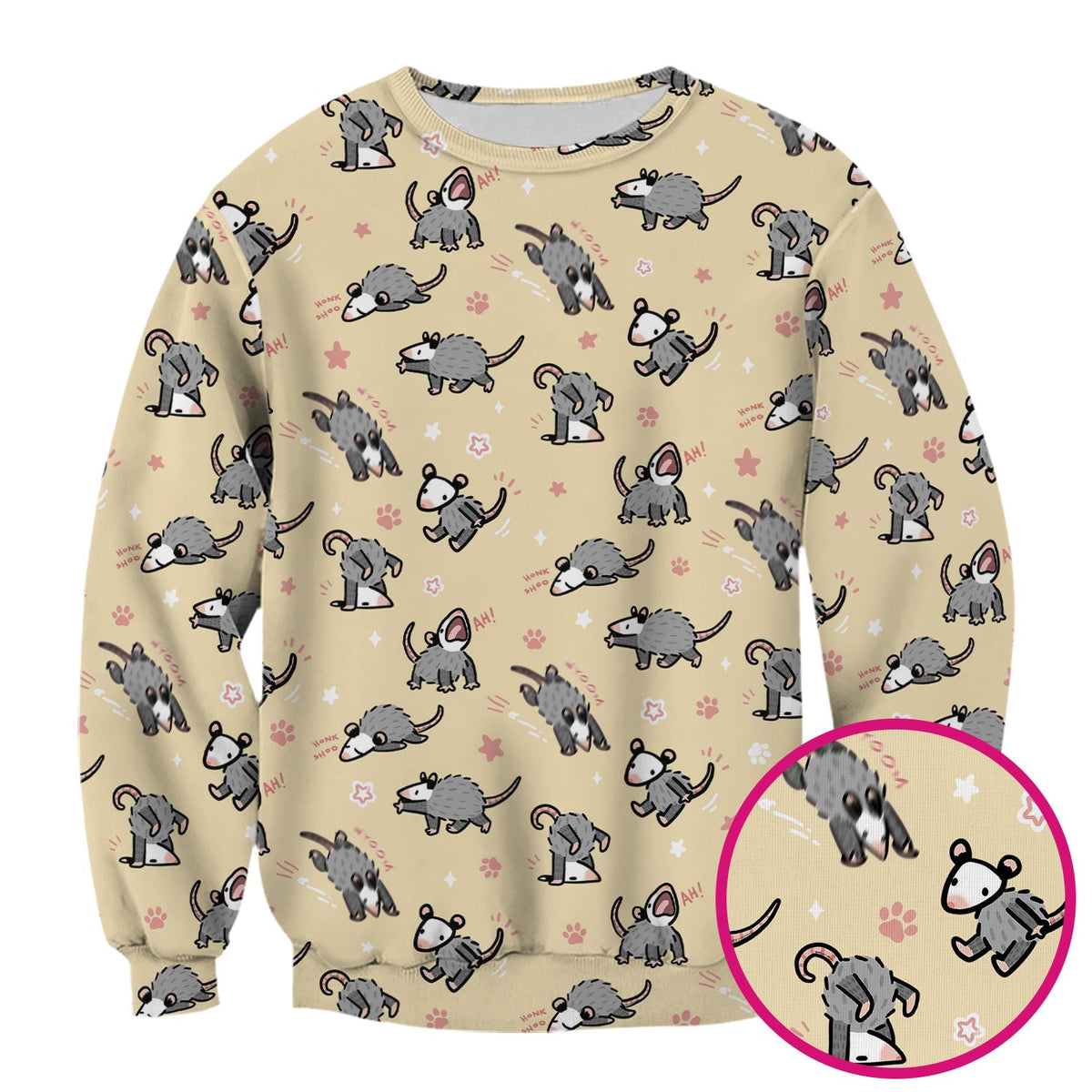 Cartoon Opossum Nurse Scrub Top