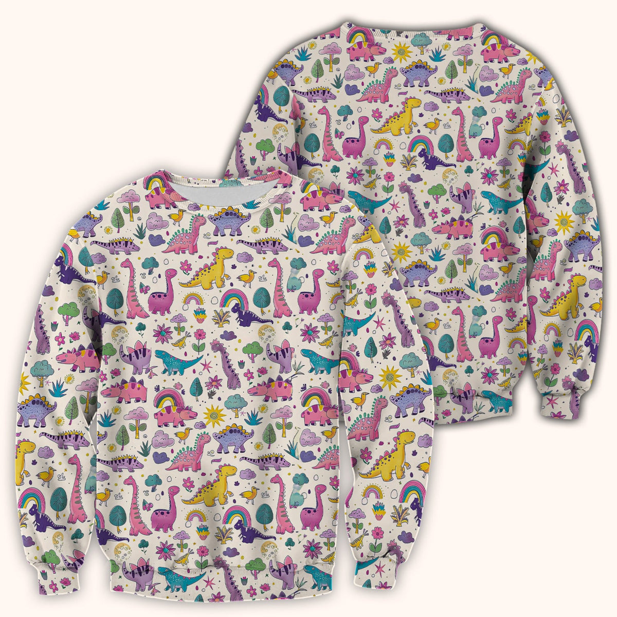 Dinosaur Rainbow Nurse Scrub Top