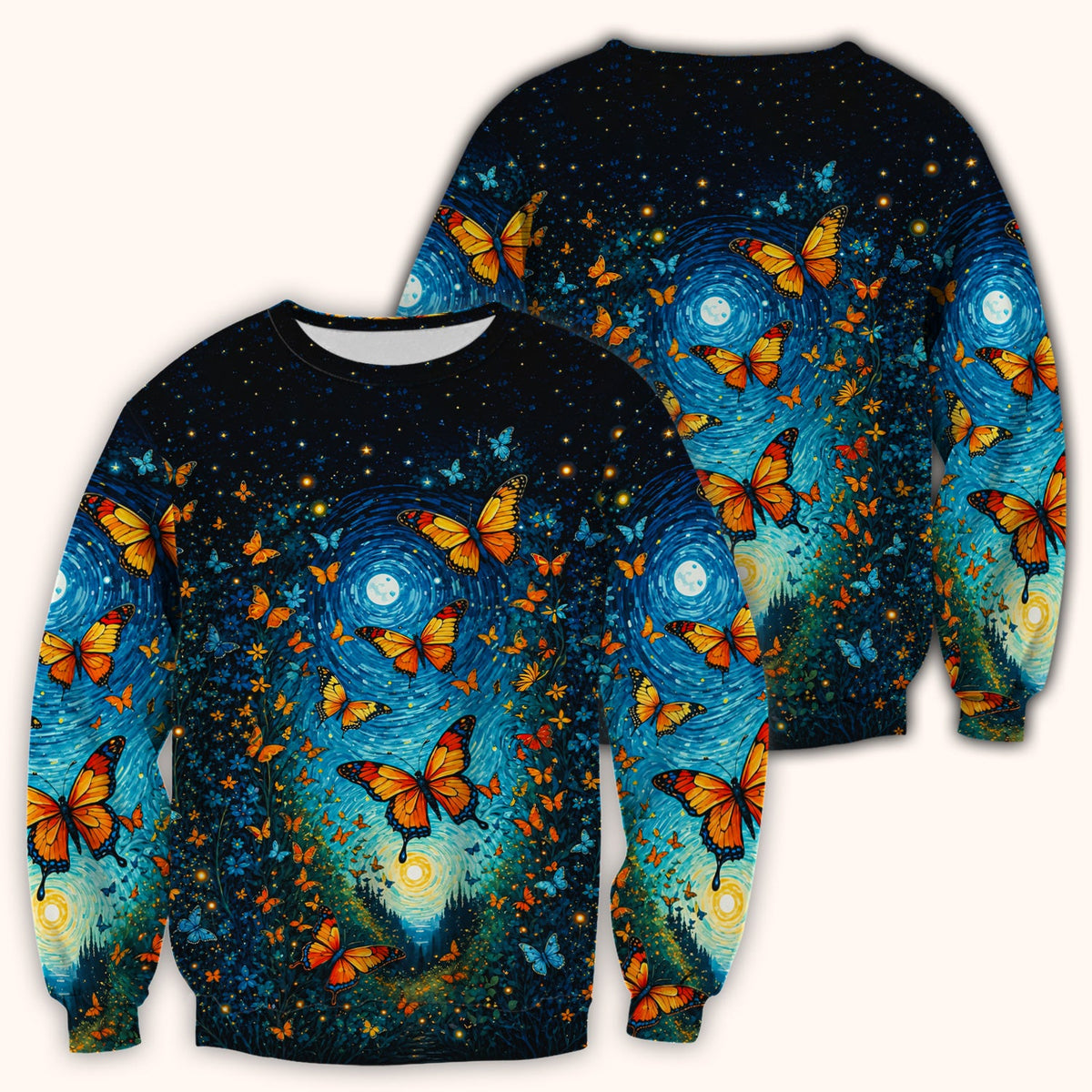 Moonlit Butterfly Pediatric Nurse Scrub Top