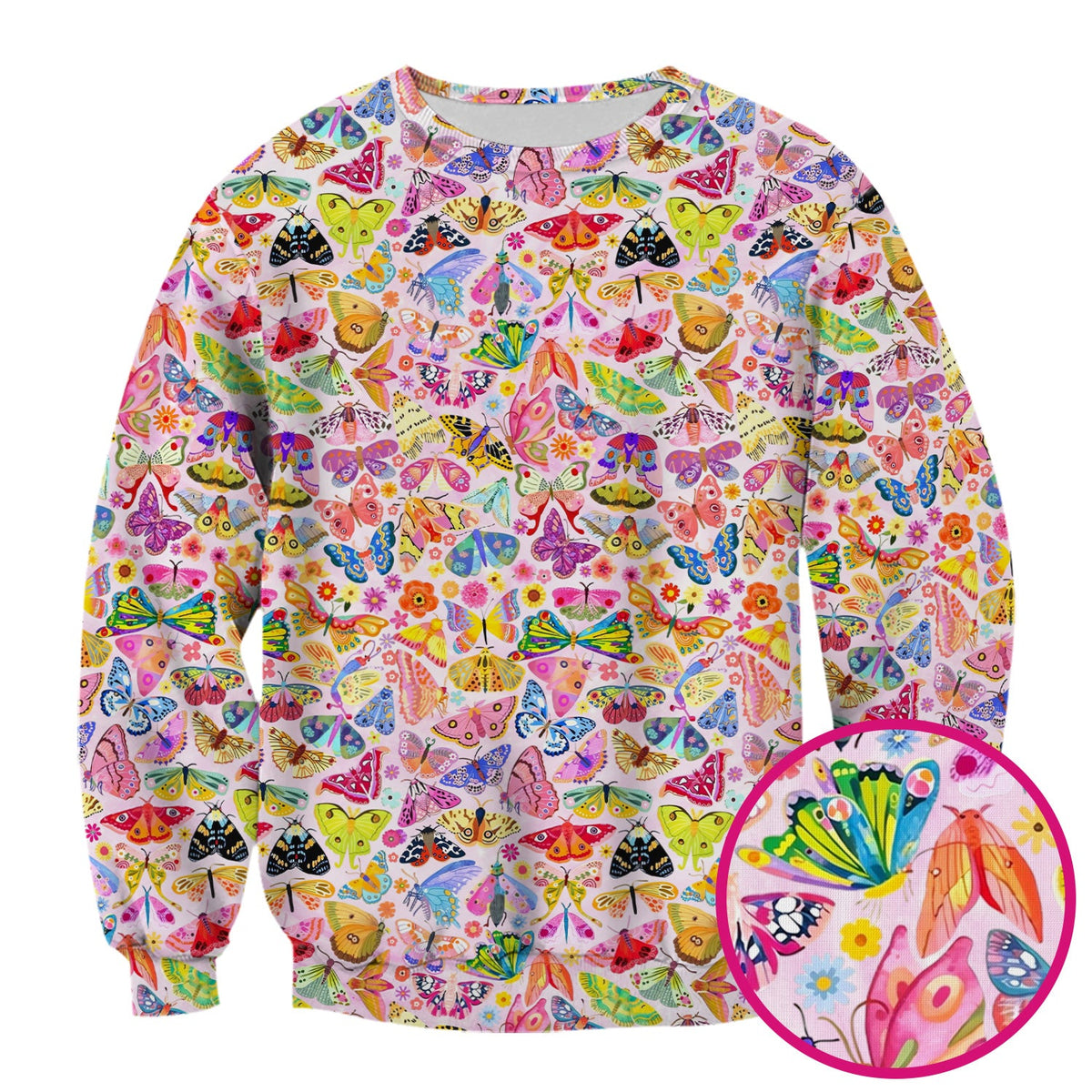 Cute Bright Butterfly Moth Floral Nurse Scrub Top