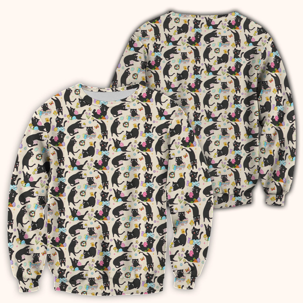 Black Cat Easter Egg Nurse Scrub Top