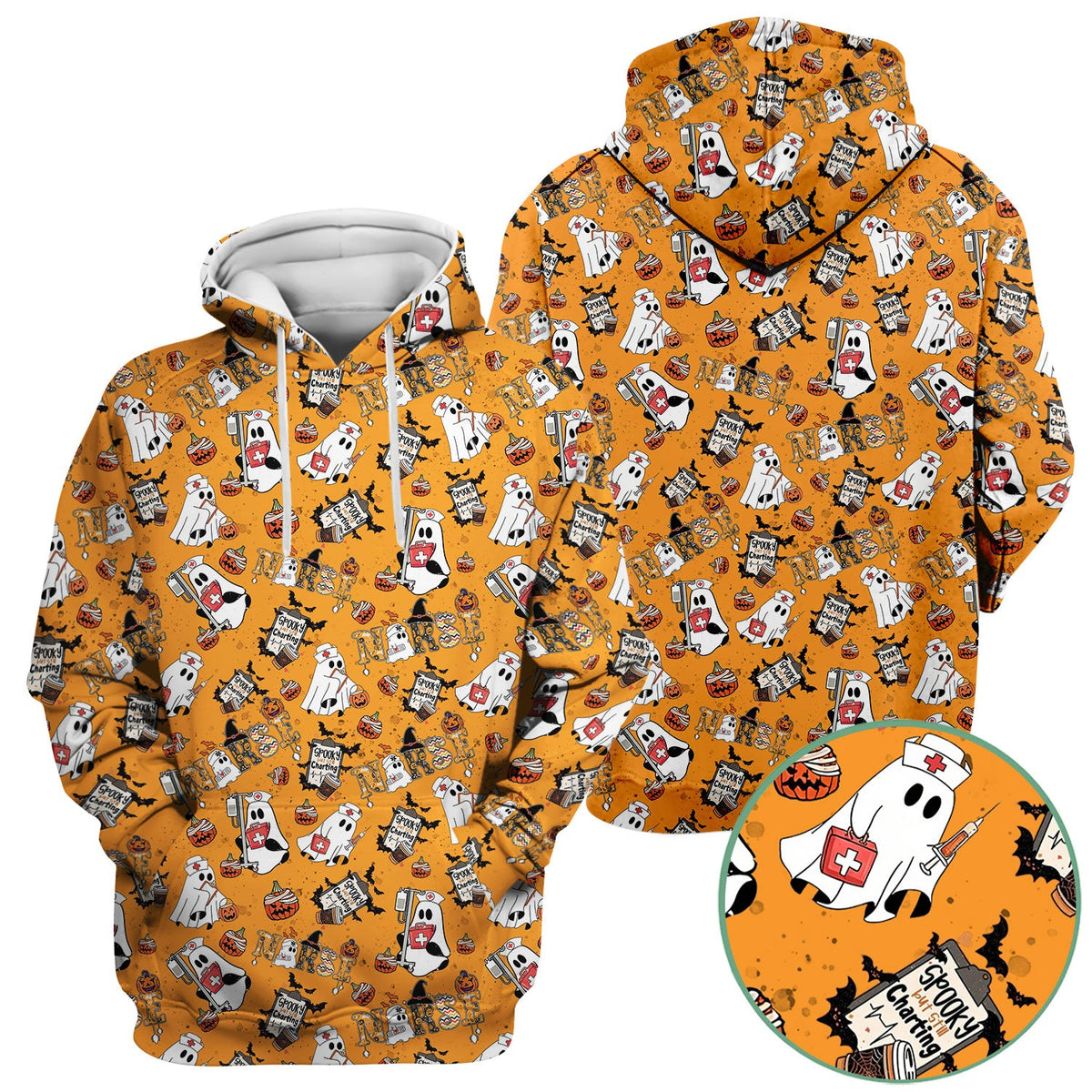 Spooky But Still Charting Nurse Scrub Top - Halloween Gift