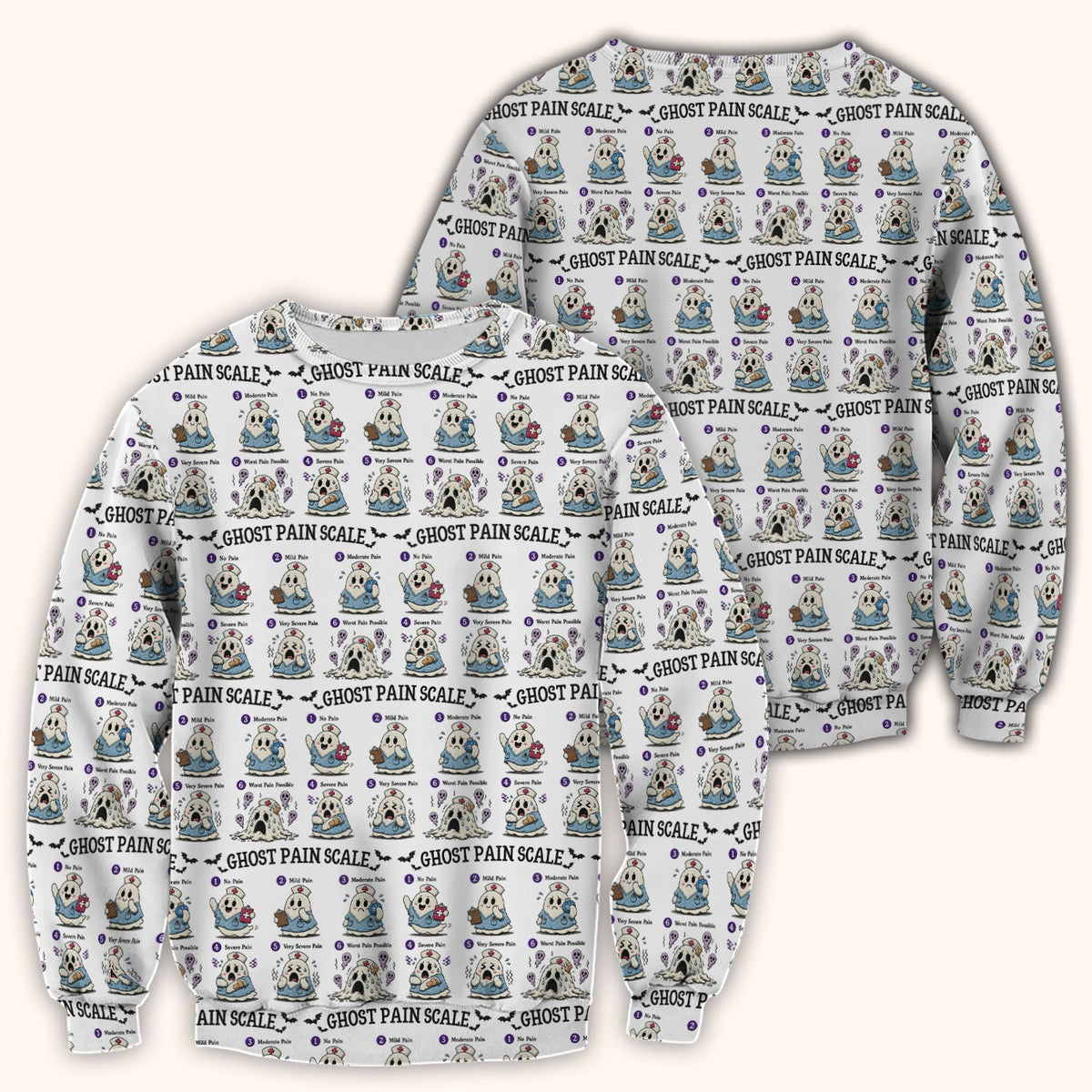 Ghost Pain Scale Nurse Scrub Top
