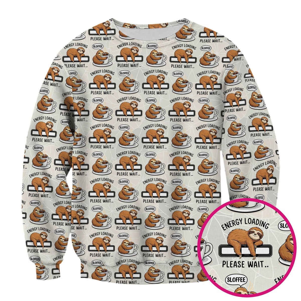 Sloth Coffee Energy Nurse Scrub Top