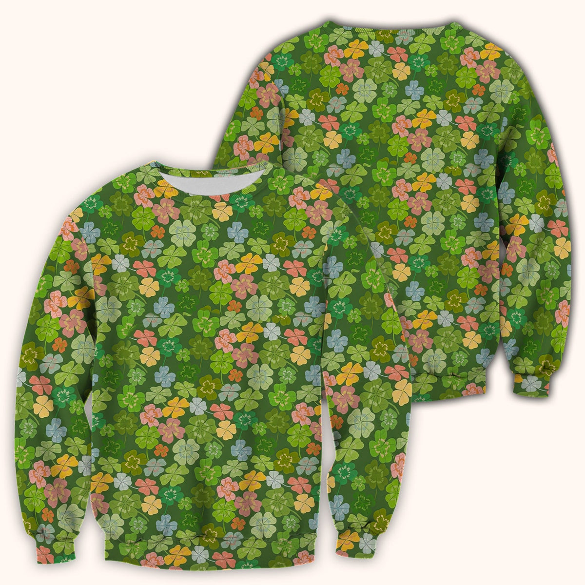Colorful Shamrock Clover Nurse Scrub Top