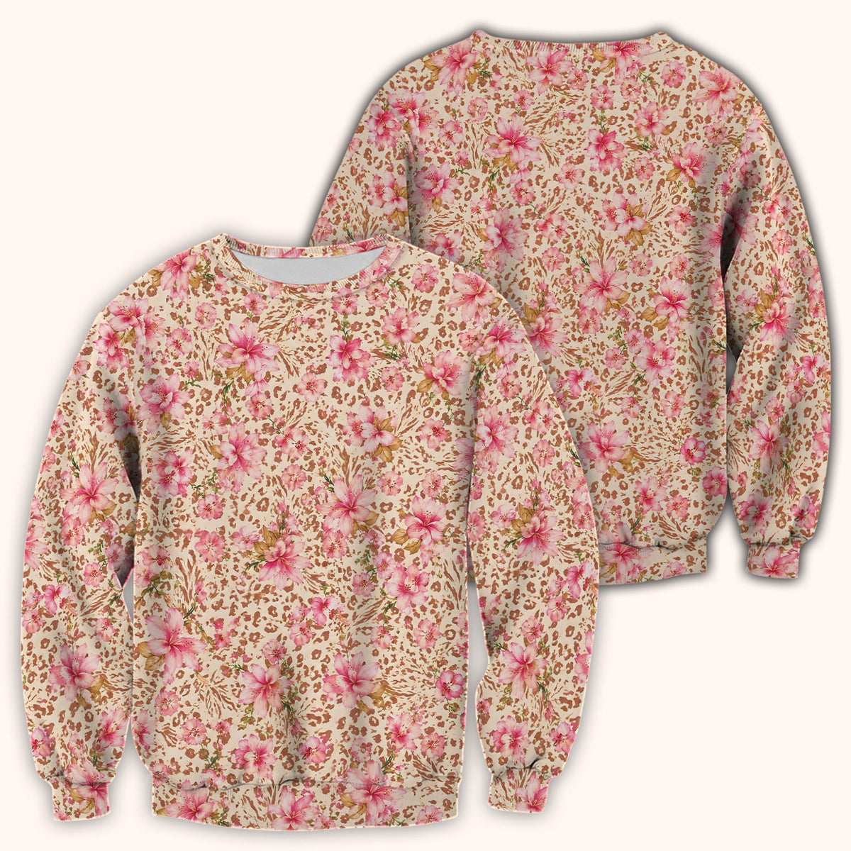Pink Floral Leopard Nurse Scrub Top