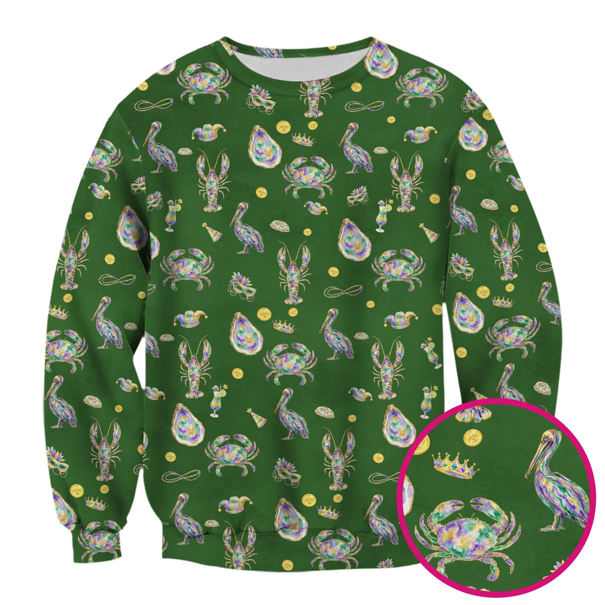 Mardi Gras Seafood Nurse Scrub Top