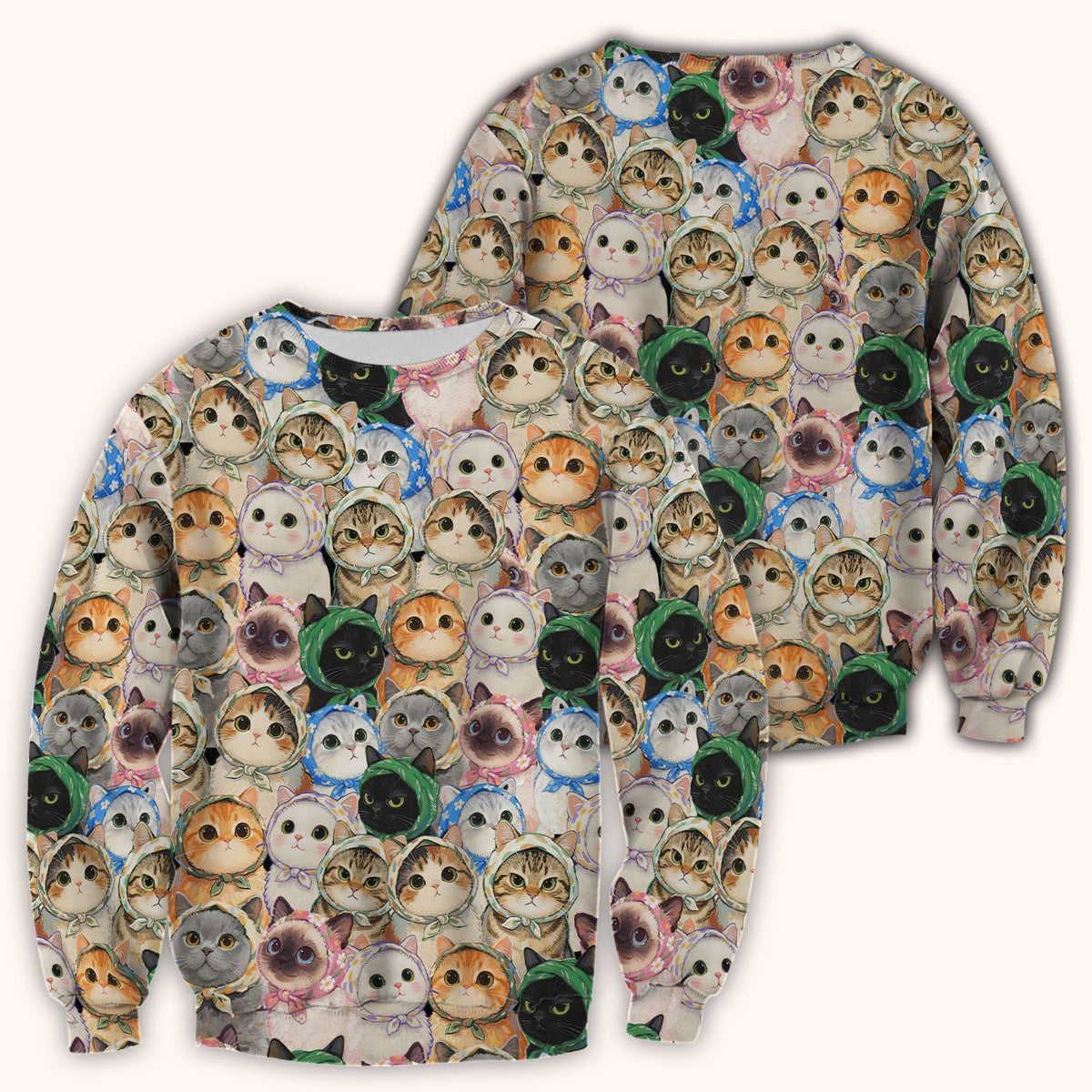 Adorable Multi Cat Portrait Nurse Scrub Top