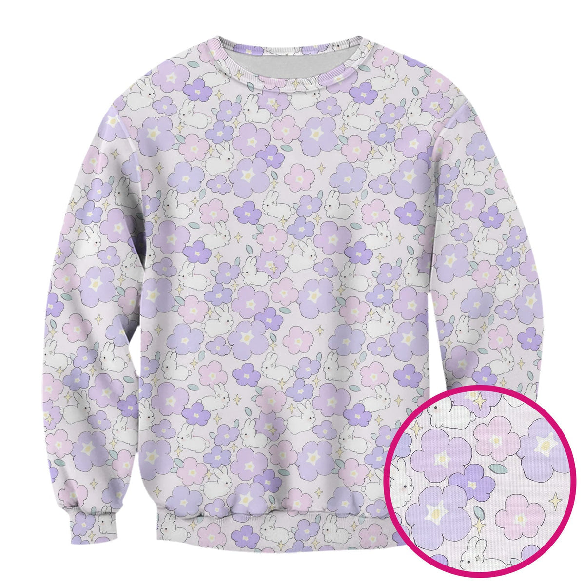 Bunny Floral Pastel Nurse Scrub Top